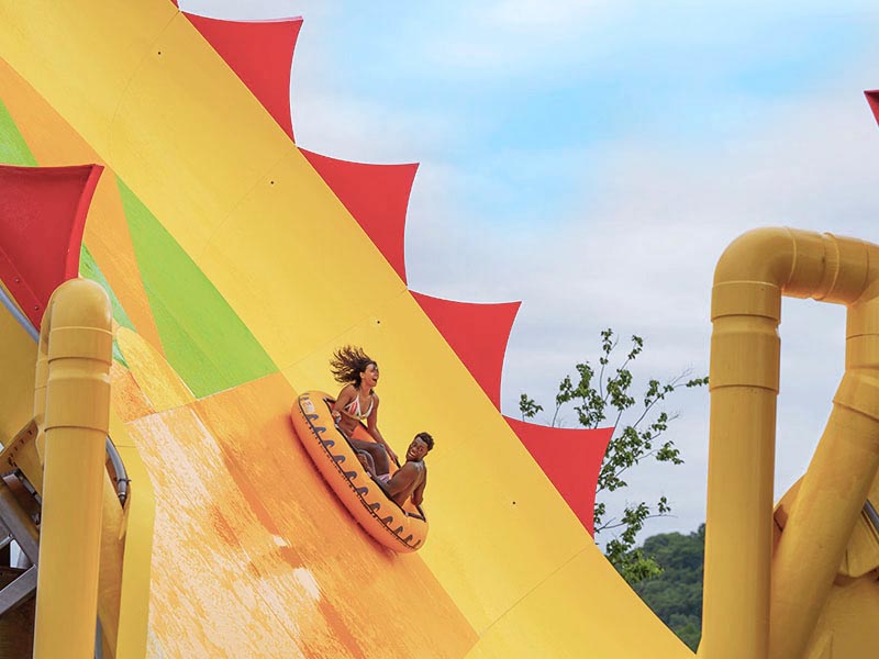 Couple on raft laughing